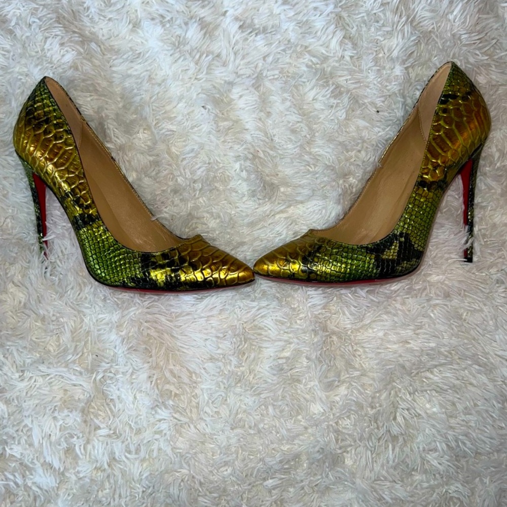 Rare Christian Louboutin So Kate Heels in Snake Skin print (NWOT) size 41 US 11 - Picture 4 of 5